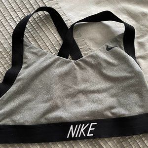 Nike Sports Bra Grey with Black Bands Size L
